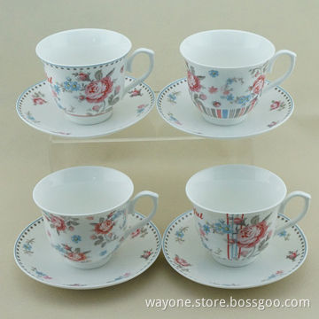 220cc tea cup and saucer, flower design, new item, 4 designs